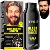 Autmor Shampoo 5-in-1 Capello Nero Naturale Barba - Colorazione Naturale per Capelli e Barba - Copre Bianchi con Balsamo - 250 Ml