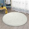 Tinyboy-hbq Tappeto Shaggy Rotondo Tappeti Soggiorno Pelo Lungo Adatto per Tappeto da Soggiorno Soffice Cuscino Rotondo per Divano con Moquette Antiscivolo(Bianco, Diametro 100 cm)