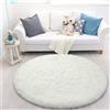 Tinyboy-hbq Tappeto Shaggy Rotondo Tappeti Soggiorno Pelo Lungo Adatto per Tappeto da Soggiorno Soffice Cuscino Rotondo per Divano con Moquette Antiscivolo(Bianco, Diametro 140 cm)