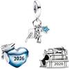 Vegaine Set di Laurea Blu Charms per Braccialetti Graduation Charm Gioielli Regali per Donne