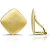 Sternvoll Jewelry Orecchini a clip senza dolore in argento sterling 925 placcato oro a forma quadrata per donna/ragazza senza fori, 18*18mm, Argento sterling, Zirconia cubica