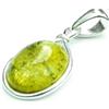 SilverAmber Jewellery Noda 1803 - Ciondolo classico in ambra baltica e argento Sterling, senza catenina, Argento Sterling, vera ambra baltica, Ambra