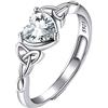 Suplight Anello Celtico Aperti Donna Argento Pietra Cuore Anello Diamante Diamante Anello Argento Regolabile Aprile con Confezione Regalo