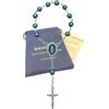 SANCTRA Rosario da viaggio a una decina, fatto a mano e benedetto in Terra Santa, rosario a una decina con medaglia e crocifisso, custodia regalo e certificato di autenticità