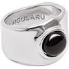 SINGULARU - Anello My Onyx. Ottone Massiccio con Finitura Placcata Rodio e Pietra Onice. Gioielli da Donna. Taglia 12
