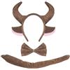SKHAOVS 3 Pezzi Costumi da Toro per Bambini Travestimento Mucca Costumi da Animali, Copricapo,Coda, Fiocco, per Feste a Tema Carnevale Cosplay Halloween Feste in Maschera (Marrone)