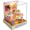 CUTEROOM Miniatura casa delle Bambole con mobili,Fai da Te in Miniatura Casa delle Bambole Kit,Mini 3D Casa in Legno con Luci A LED - Regalo di Compleanno di Natale (QT032)