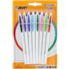 BIC Penne a Sfera, Cristal Up, Colori Assortiti, Punta Media (1.2 mm), Confezione da 8 Fornitura per Cancelleria Scuola