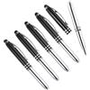 YOKIVE 5 Penne A Sfera Con Punta Stilo E Torcia LED, 3 In 1 Inchiostro Nero Penna Stilo Metallo Punto Medio 1.0mm, Ottima Per Schermi Touch, Ufficio (Nero)