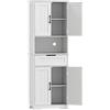 HOMCOM Credenza Cucina con 2 Armadietti e Cassetto, Piano Centrale Aperto e Ripiani Regolabili, Bianco | Aosom Italy