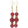 ThurColas Orecchini pendenti da donna in pietre naturali con dettagli decorativi in ottone dorato (Rosso-arancione)