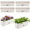 KvyusFlourish Confezione da 6 fioriere rettangolari da 40,6 x 11,1 cm, grandi fioriere rettangolari per davanzale della finestra, per interni, con fori di drenaggio e piattini, vasi da fiori per erbe grasse, grigio