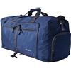 ehsbuy Borse da viaggio pieghevoli da 60 litri per uomo e donna grande borsone impermeabile durante la notte borse da fine settimana per bagagli da palestra, Nuovo Darkblue, 60 L, borsa borsone