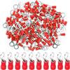 LKRXW 100 Pezzi Connettori Terminali ad Anello in Rame M10 Connettori Elettrici Occhiello Anello 10,5mm Capicorda Elettrici Morsetti Isolati Crimpare Cavi Fil 0,5-1,5 mm² 22-16 AWG Rosso