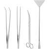 QWORK® 4 in 1 Acquari attrezzi, pulizia per acquari set, forbici, pinzette e spatola in acciaio inossidabile kit