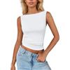 EMOTTOS Canotta Senza Maniche con Increspature, Y2K Canottiera Sexy Senza Spalline con Top Monospalla, Slim Fit Top per Partito Maglietta Tinta Unita Estiva Shirt per Donne, Nero, XL