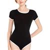 Landofgenie Body Donna Bodysuit in Cotone 95% con 3 Bottoni all'Inguine Comodo e Traspirante per Tutto Il Giorno, Sport & Ufficio Nero M