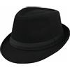 UTOWO Cappellino Classico Uomo Manhattan Strutturato Gangster Trilby-Fedora Cappello Cubano, Cappello Derby Jazz, Nero, L