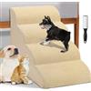 BAKAJI Scala per Animali Domestici con 4 Gradini e Rullo Rimuovipeli, Rivestimento Sfoderabile in Tessuto a Coste, Rampa per Gatti e Cani Anziani, Scaletta Imbottitura Schiuma Alta Densità (Beige)
