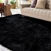 XSIVOD Tappeto Salotto 140x200 Tappeto Camera da Letto Moderno e Morbido per Soggiorno a Pelo Alte Lavabile Fluffy Uni Effetto Pelliccia Senza Tempo Elegante Antiscivolo Facile da Pulire, Nero