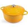 nuovva Casseruola in Ghisa Smaltata, Pentola Olandese Antiaderente con Coperchio, Induzione/Gas/Forno, Cottura Omogenea - 6.1 Liter 30cm Giallo - da Nuovva
