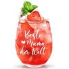 Livole Regalo per la festa della mamma, regalo di Natale per la mamma, le donne - Best Mama der Welt - 15oz (450 ml) vetro senza stelo, bicchiere da vino rosso