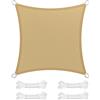 SONGMICS Vela Parasole 2 x 2 m, Tenda da Sole in Tessuto HDPE, Permeabile all'Aria e all'Acqua, per Terrazza, Giardino, Balcone, Campeggio, Quadrata, Concava, Corde da 2 m, Giallo Sabbia GSS22EY