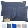 Terra Beds Federa per cuscino 50 x 70 cm, in jersey di cotone, 160 g/m², 50 x 70 cm, set da 2 pezzi, con chiusura lampo, tessuto a maglia elastico, traspirante (grigio antracite)
