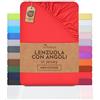 NatureMark Lenzuolo con angoli elasticizzati in jersey, in 100% cotone, in molti colori e misure, conforme all'Oeko-Tex Standard 100, 180 x 200 cm - 200 x 200 cm, rosso