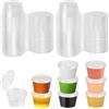 SLTAXAR 100pz Contenitori Plastica con Coperchio 25ml Contenitori Piccoli per Alimenti,Barattoli Trasparente per Alimenti,Contenitori per Congelatore,Mini Contenitori per Salse,Zuppe,Condimenti,Creme