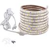 FOLGEMIR Striscia LED con interruttore 1 metro Bianco Freddo, Nastri LED 220V 230V, 60 LEDs/m strip, impermeabile IP65, retroilluminazione morbida
