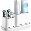 Gsocel Porta Spazzolino Elettrico,Porta Spazzolini Bagno Porta Testine Spazzolino Elettrico per 4 Testine di Spazzolino e 2 Porta Dentifricio,Bianco