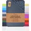 NatureMark Lenzuolo con angoli elasticizzati in jersey, in 100% cotone, in molti colori e misure, conforme all'Oeko-Tex Standard 100, 90 x 200 cm - 100 x 200 cm grigio antracite