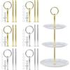 Okoss Set di 6 aste per alzate, in stile vintage, con asta in metallo, da 2 a 3 ripiani, colore argento (piastra non inclusa)