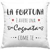 Vulfire Cognata Federa per Cuscino Personalizzato Con Frase Dedica Fortuna Regalo donna compleanno originale Idee Regali per lei - senza Imbottitura (40_x_40_cm, Cognata)