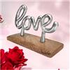 com-four® scritta decorativa LOVE in alluminio nichelato su base in legno di mango con cuscinetti antiscivolo - lettere decorative in metallo da tenere in piedi (01 Stück - Love 19cm)