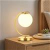 B·LED BARCELONA LED BARCELONA LED Lampada Da Tavolo San E27 Sfera In Vetro Dorata | Alluminio Curvo, Diffusore Opalino, Cavo 1320 mm Con Interruttore, Fino A 40W, Per Camera Soggiorno Scrivania
