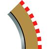 Scalextric Curva a raggio 2, bordi esterni della curva 45° x 4