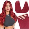 DOORES Extension Capelli Veri Biadesivo, 10pz 40cm 25g, Rosso Borgogna Tape in Hair Extension Biadesive Capelli Veri Lisci Remy