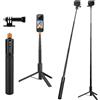 K&F CONCEPT MS21 Treppiede e Palo Selfie Invisibile Telescopico 120cm, Compatibile con Insta360 X5/X4/X3/Ace Pro, Pocket 4/3, GoPro Hero 13-5, Osmo Action 5Pro/4/3, AKASO, Luna Ultra