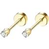 Generico ⊹⊱ ORECCHINI A PERNO MINI DIAMOND IN ORO E ZIRCONIO CON RETRO PIATTA E COMODA Piccoli e delicati orecchini a perno in acciaio inossidabile dorato con un diamante