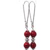 ThurColas Orecchini a cerchio donna vintage con perle in giada bianca tinta ematite o turchese ricostituito - chiusura a leva in acciaio inox - fatti a mano in Francia (Rosso)
