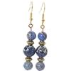 ThurColas Orecchini pendenti da donna in pietre naturali con dettagli decorativi in ottone dorato (Blu e bianco)