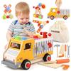 DINORUN Attrezzi Giocattolo in Legno, Montessori 3 Anni, Camion Cassetta Attrezzi, Regalo per Bambini 3-6 Anni, 47 Pezzi