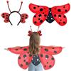 AffeGifts Vestito Ladybug Bambina, 2pcs Costume Coccinella Accessori Ala di Coccinella e Fascia da Testa Bambini Insetto Costume di Coccinella per Bambini 3-8 Anni Vecchio Coccinella Fancy Dress Up per Natale