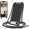 Jrkvniv Cover per iPhone 17 Air con Cordino, Morbido TPU Silicone Case con Laccio Tracolla, Regolabile e Rimovibile, Antiurto AntiGraffio Case per iPhone 17 Air, Nero
