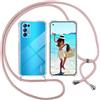 ISOI Cover con Cordino per Oppo Find X3 Neo, Custodia Trasparente con Collana Tracolla Laccio Collo Ultra Sottile Morbido TPU Silicone Antiurto AntiGraffio Antiscivolo Case, Rosa