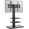 RFIVER Supporto TV da Pavimento 32-70 pollici Mobili TV LCD LED Plasma Porta TV con Staffa Girevole in Vetro Temperato Nero Max VESA 400x400mm
