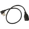 CY Cavo di prolunga da USB 2.0 tipo A maschio ad angolo sinistro a USB 2.0 femmina, connettore a 90 gradi, 40 cm