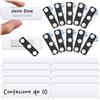 Mata1 - Etichette magnetiche - (confezione da 10, 2,5x7,6 cm, bianco) - Distintivi con nome in acrilico personalizzabili, con angoli arrotondati e retro magnetico al neodimio extra resistente